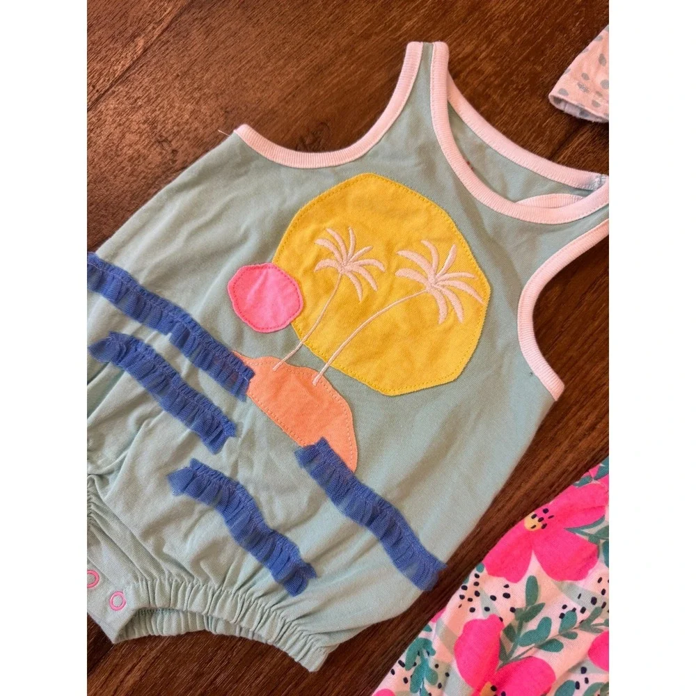 Baby Girl Clothes Lot 0/3 Months Bundle‎ Summer Rompers 1 Piece Outfits Tropical